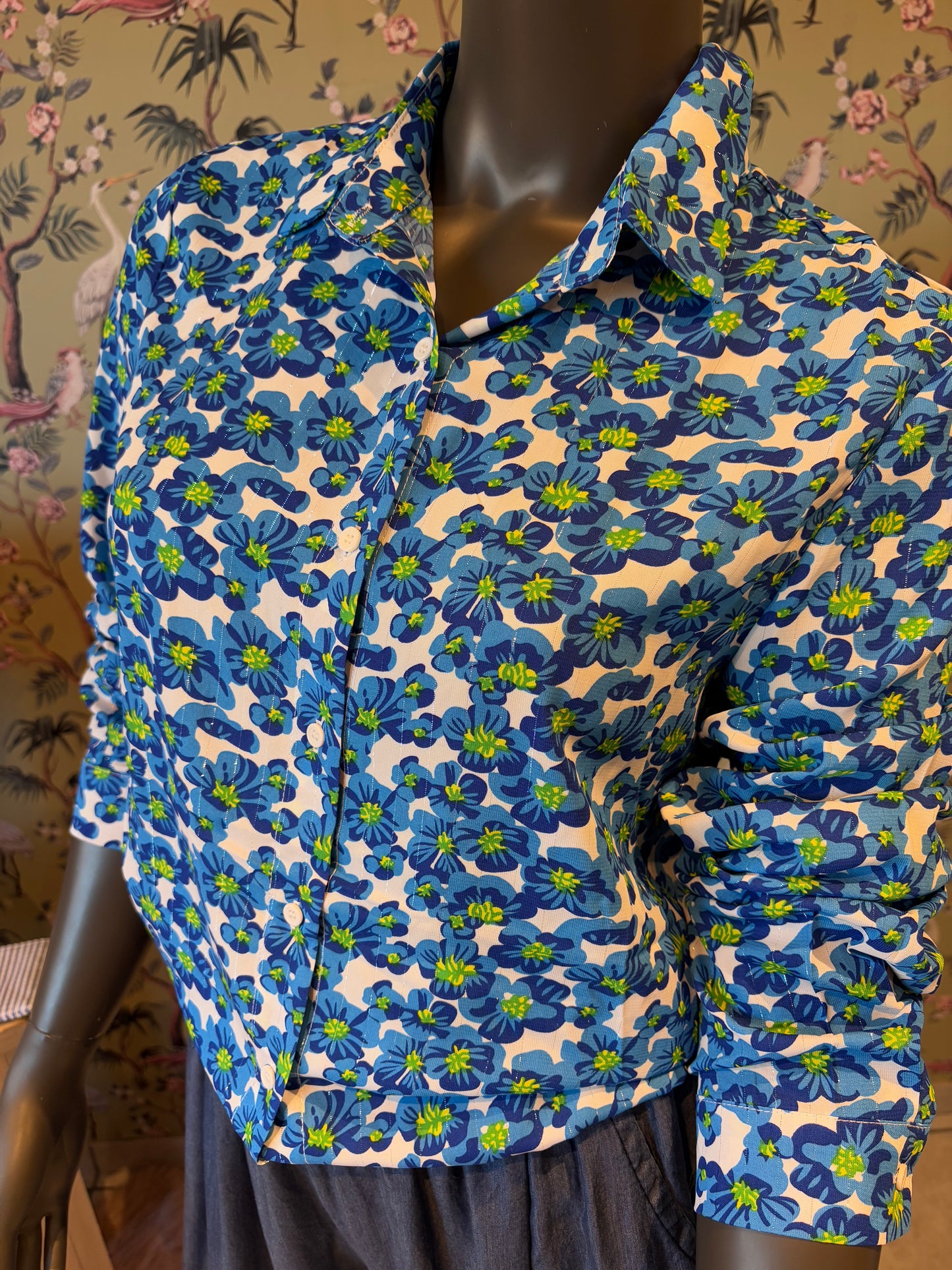blouse met bloemen blauw