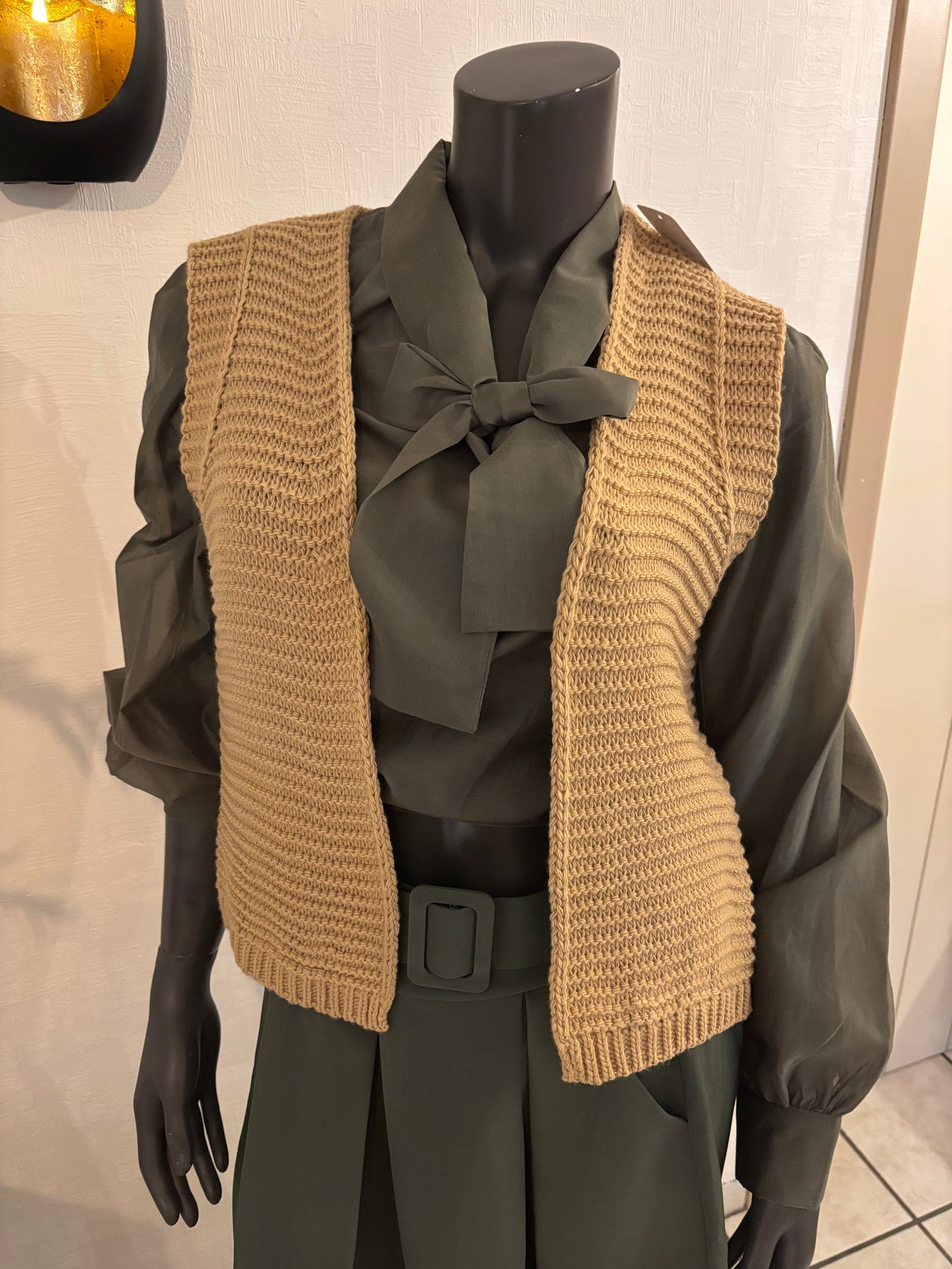 Beige gebreide gilet - TU