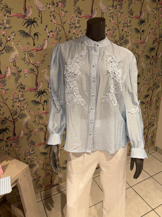 blauwe blouse kant M/L