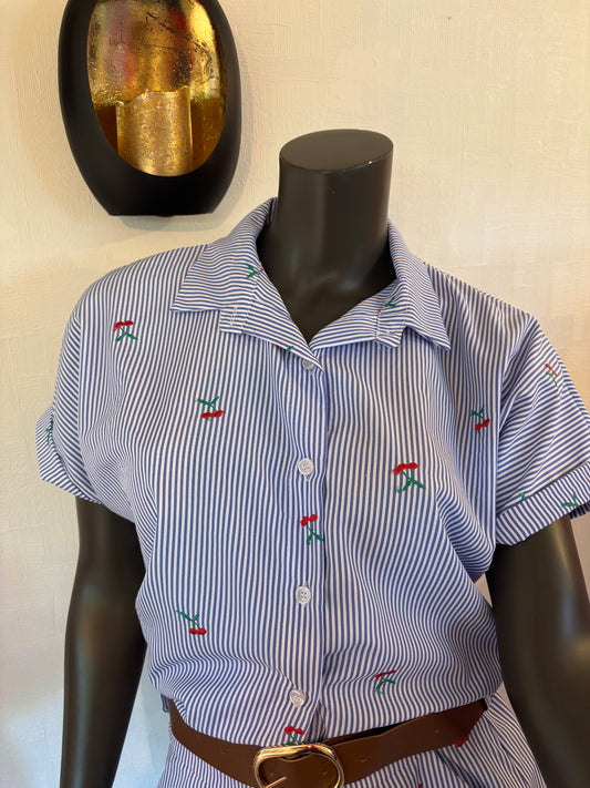 blouse gestreept met kersjes TU