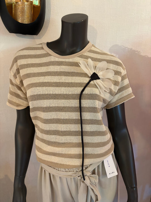 beige ,gestreepte T-shirt TU