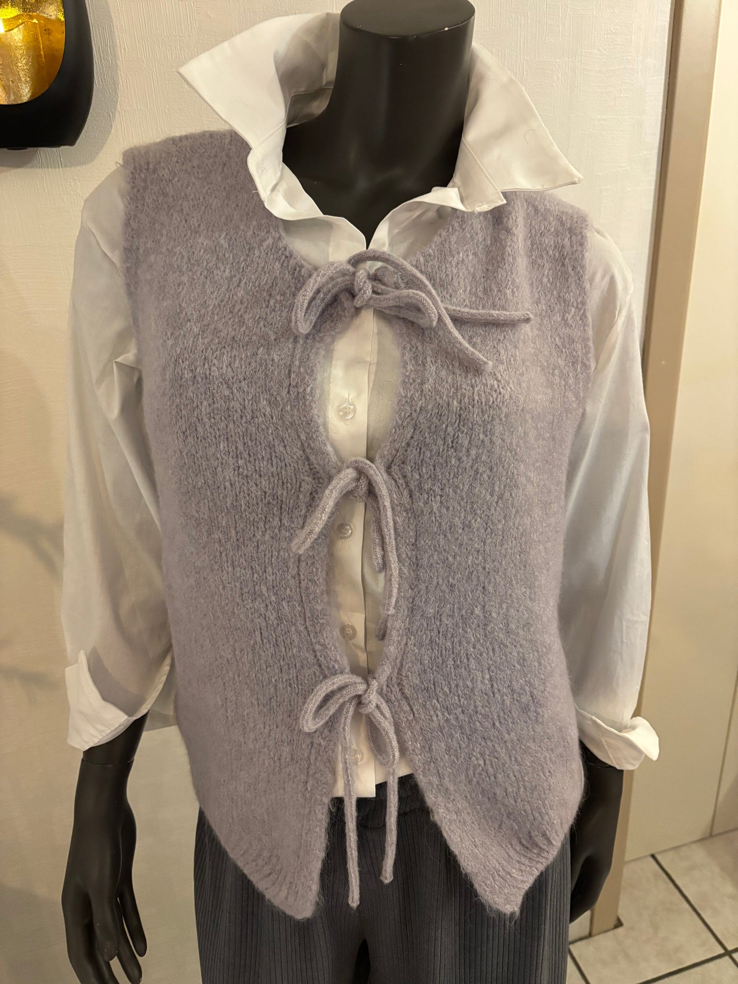 grijze gilet met lint - TU