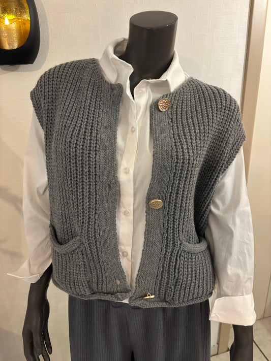 grijze gilet met gouden knopen - TU
