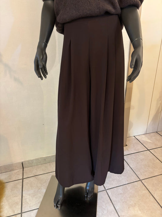 donkerbruine brede pijpen broek L/XL