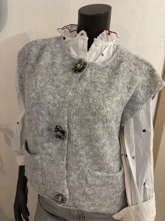 grijze cardigan met bloemen TU