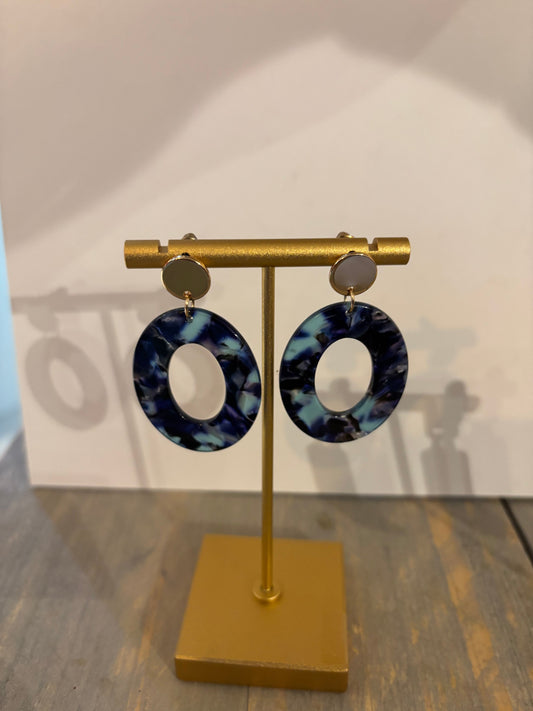 donkerblauwe oorbellen circel