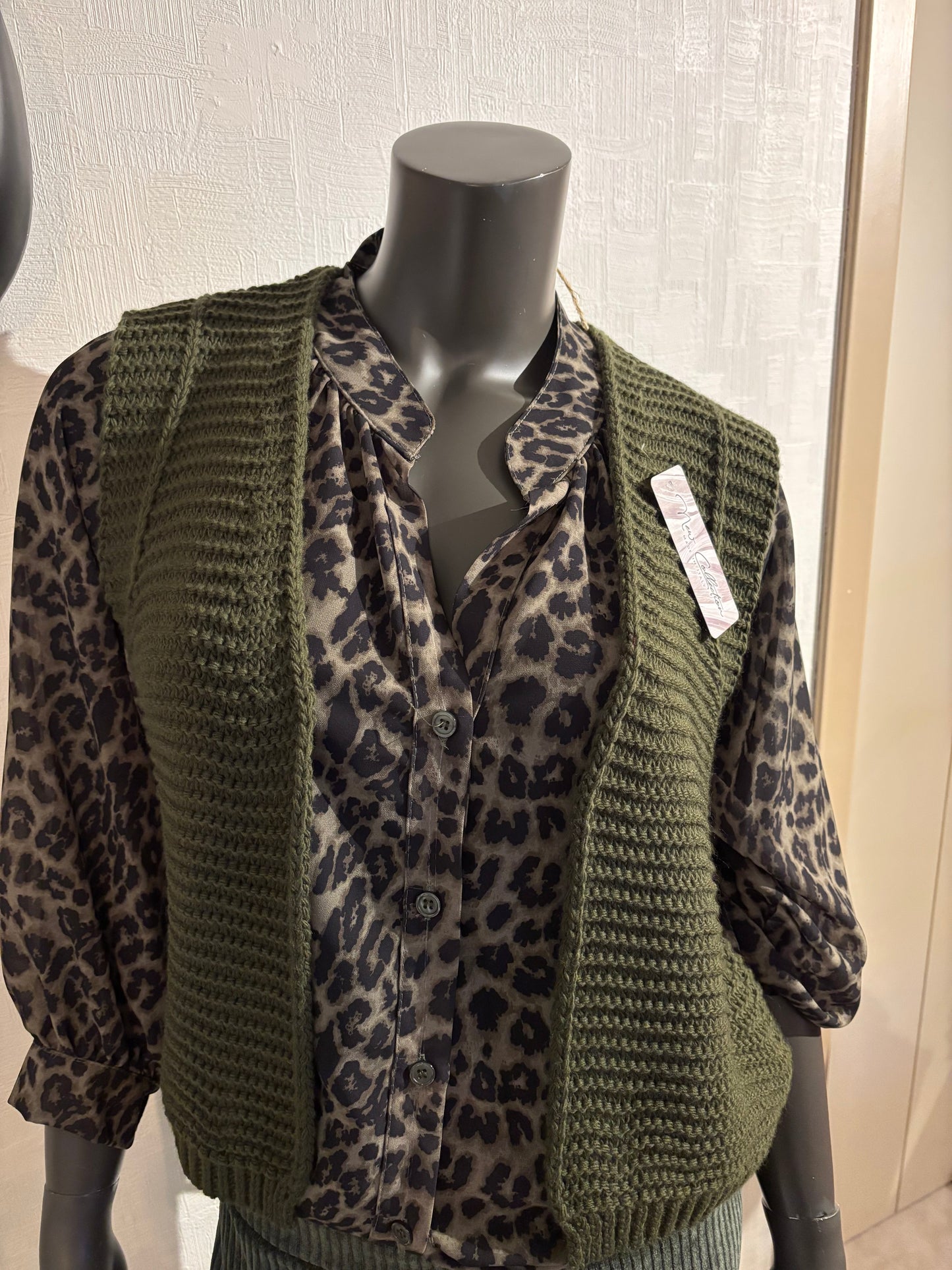 groene gebreide vest TU