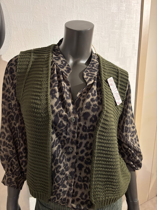 groene gebreide vest TU